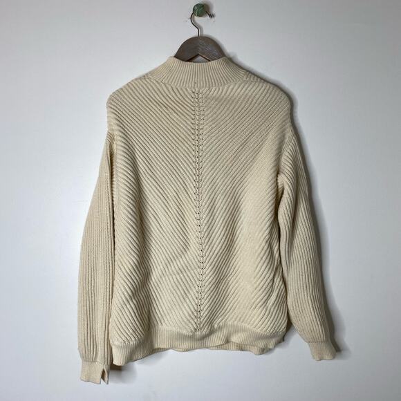 MARINE LAYER Skylar Turtleneck Sweater Ivory Cotton Wool Blend Size Large - Picture 8 of 9